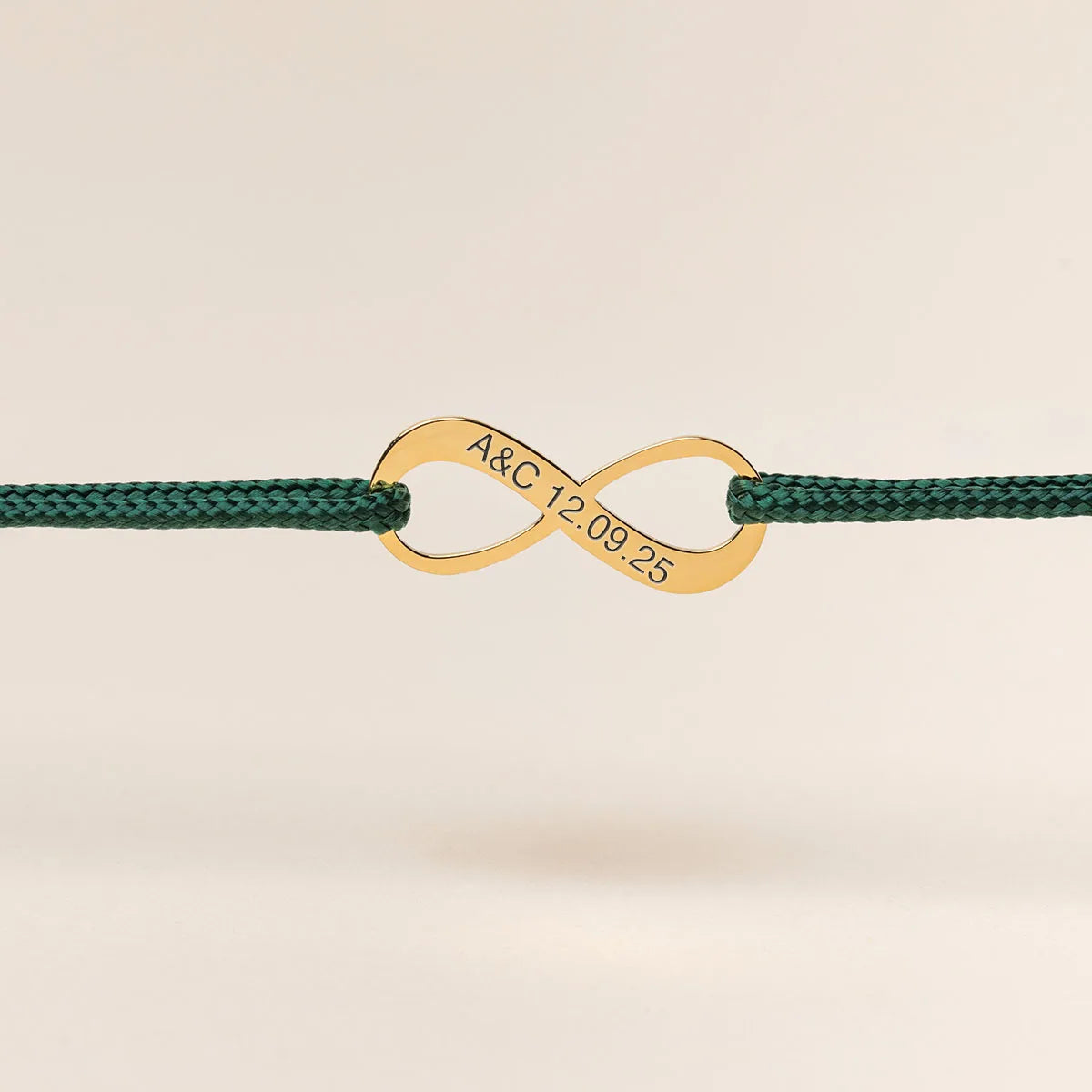 Bracelet femme cordon médaille Infini à personnaliser - Doré
