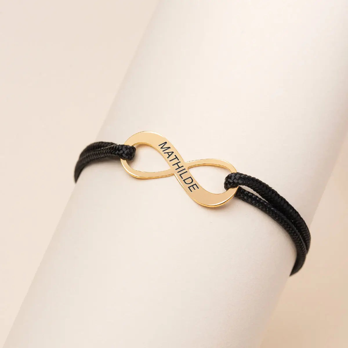 Bracelet cordon médaille Infini à personnaliser - Doré