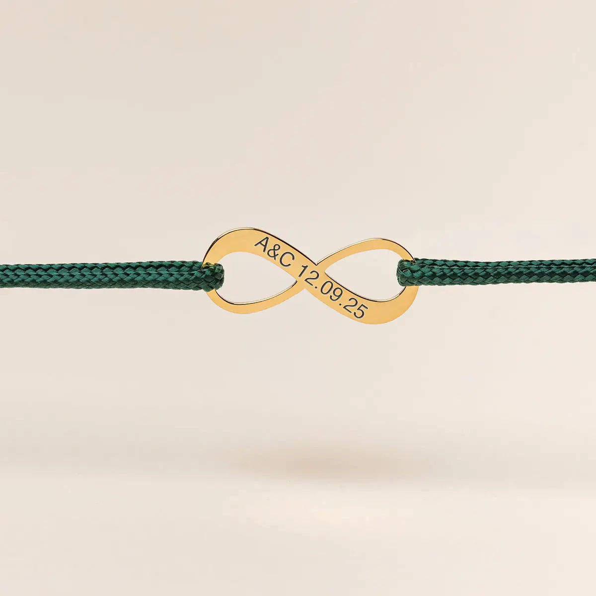 Bracelet cordon médaille Infini à personnaliser - Doré