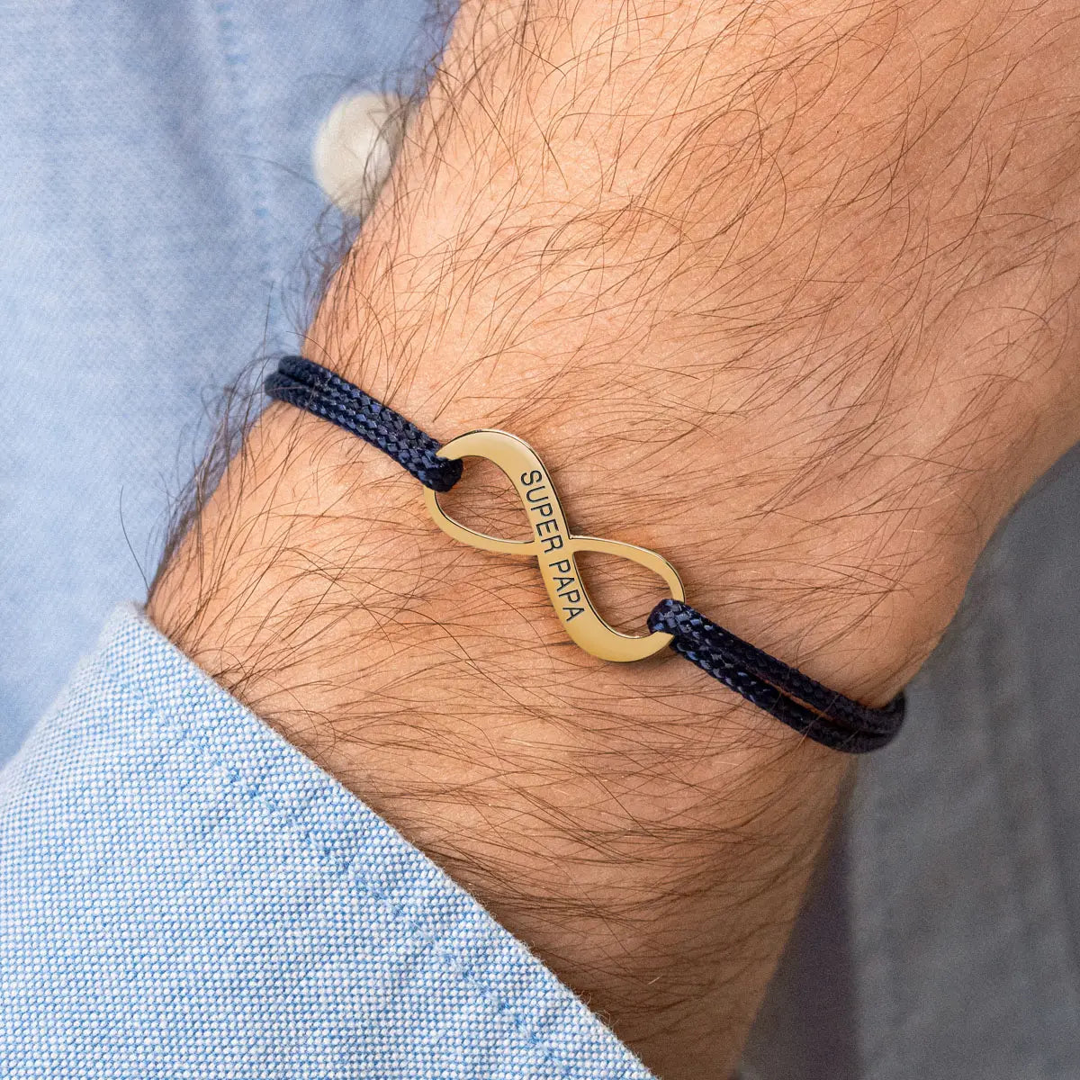 Bracelet cordon médaille Infini à personnaliser - Doré