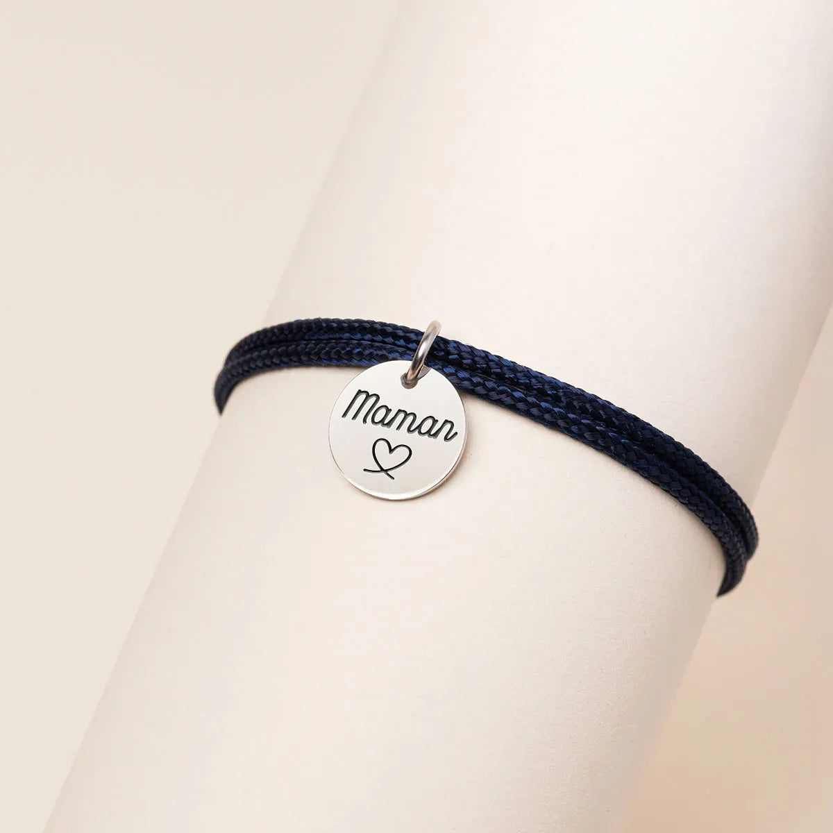 Bracelet femme double cordon Médaille à personnaliser - Acier