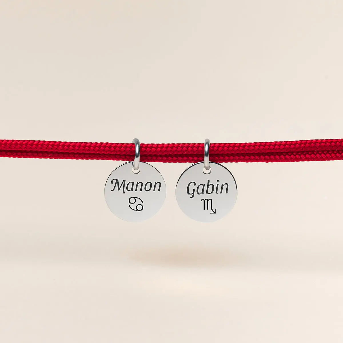 Bracelet double cordons Médaille à personnaliser - Acier