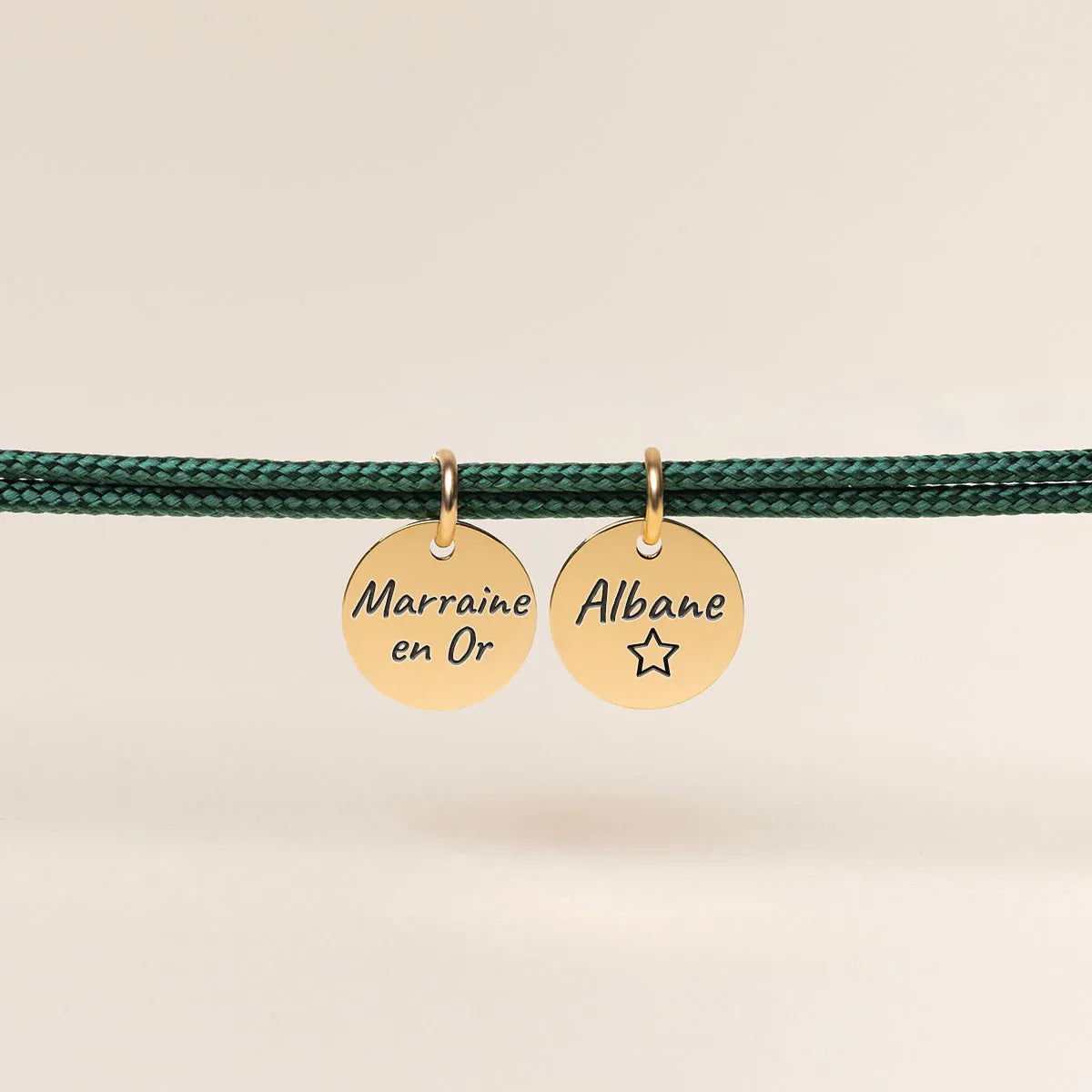 Bracelet femme double cordon Médaille à personnaliser - Doré