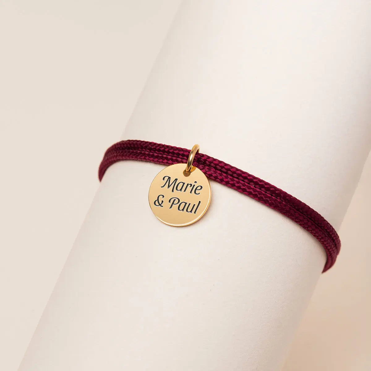 Bracelet double cordons Médaille à personnaliser - Doré