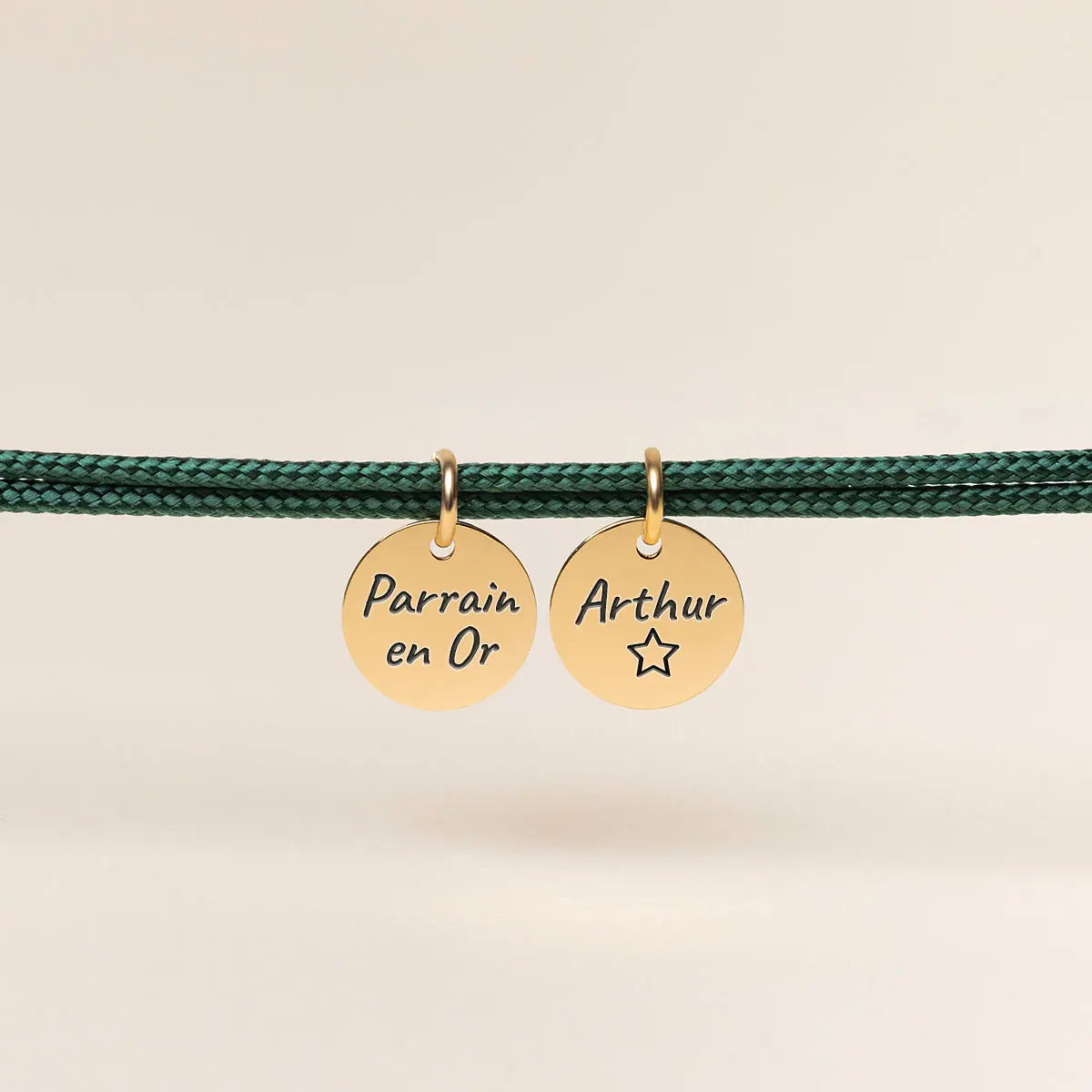 Bracelet double cordons Médaille à personnaliser - Doré