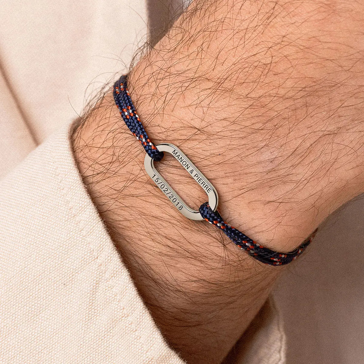 Bracelet cordon maillon à personnaliser - Acier