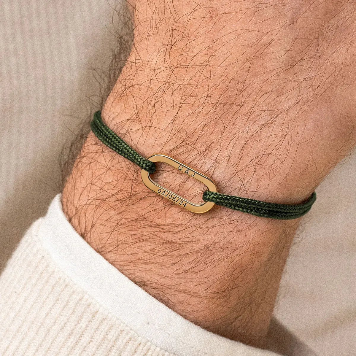 Bracelet cordon maillon à personnaliser - Doré