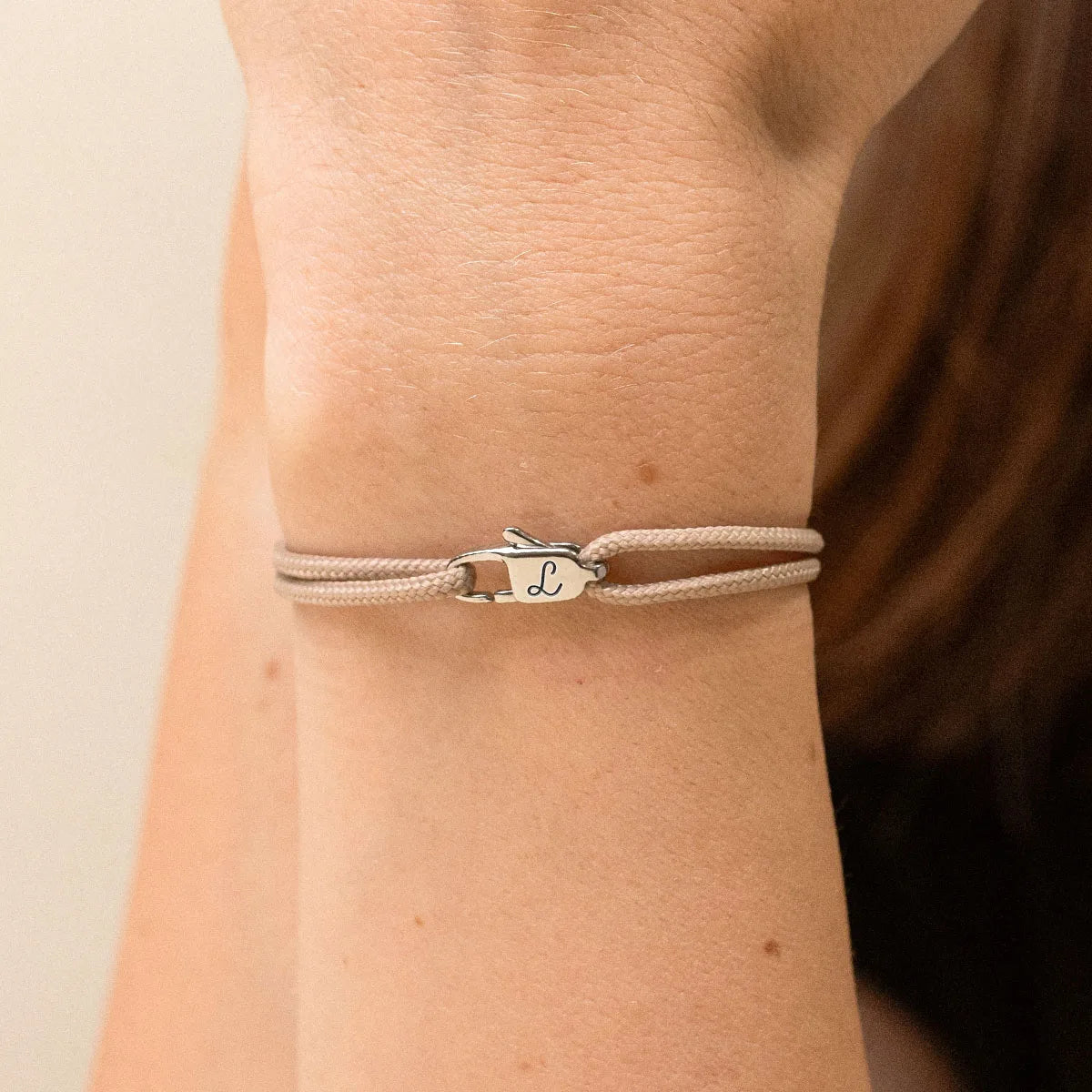 Bracelet femme cordon Mousqueton à personnaliser - Acier