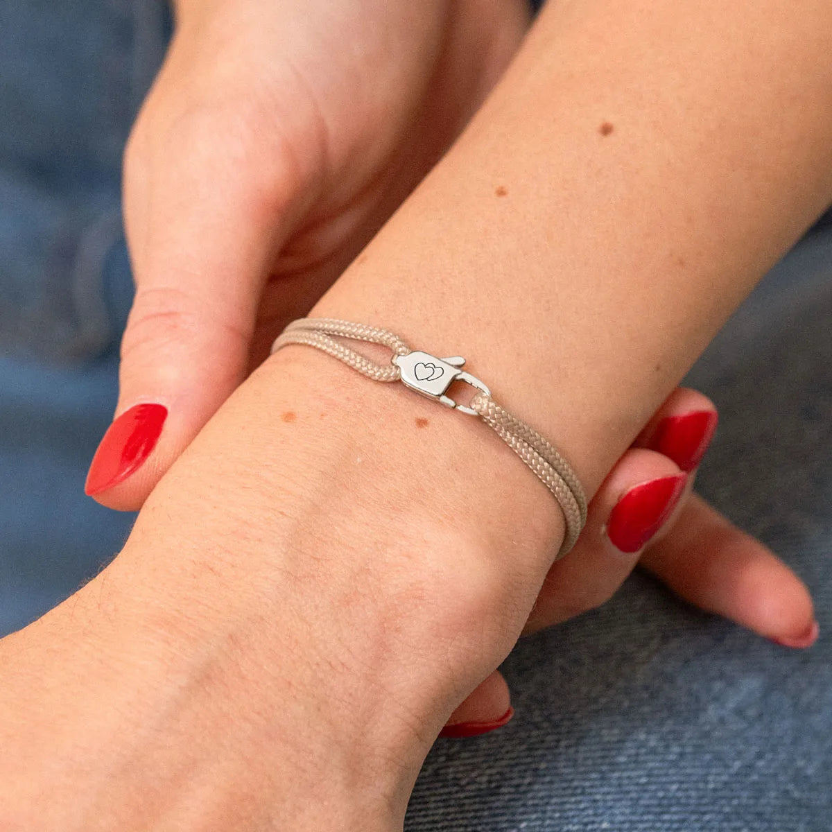 Bracelet femme cordon Mousqueton à personnaliser - Acier