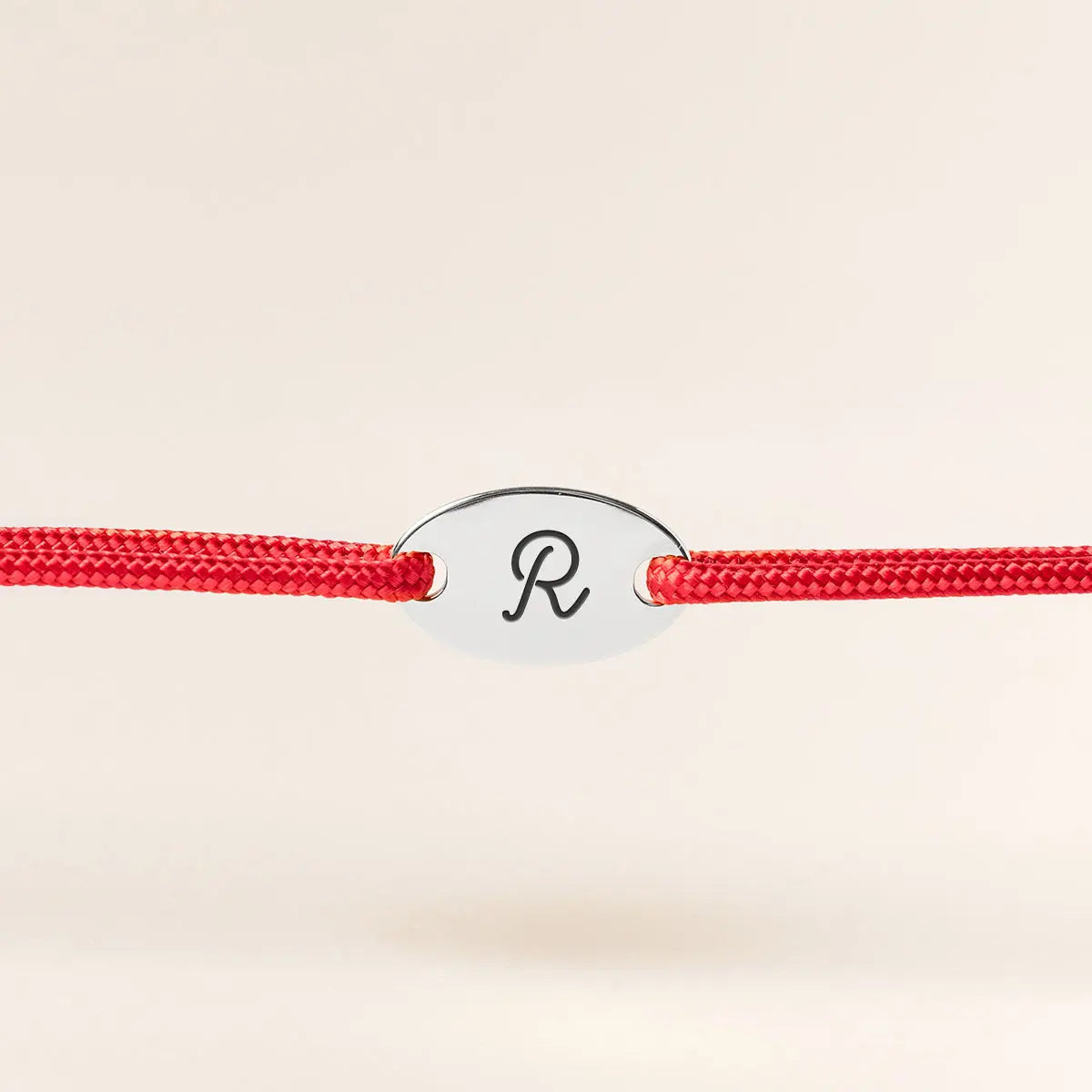 Bracelet cordon médaille ovale à personnaliser - Acier