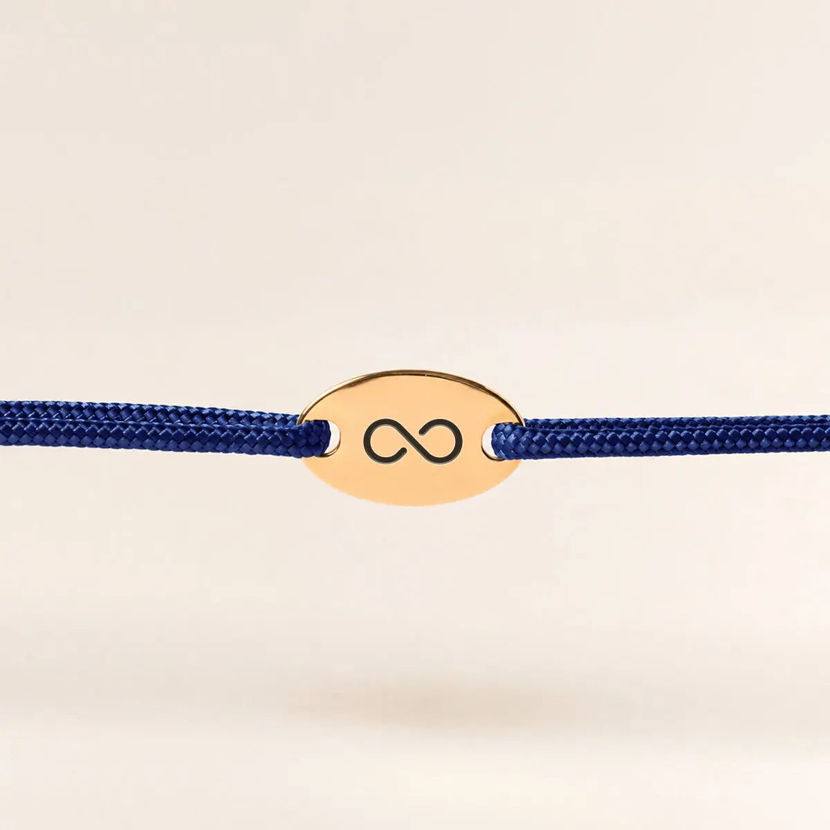 Bracelet cordon médaille ovale à personnaliser - Doré