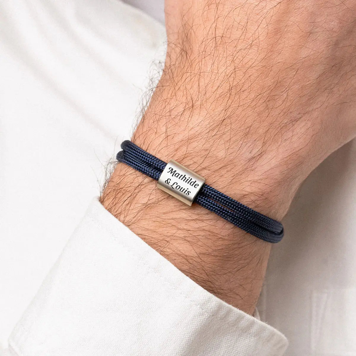 Bracelet cordon Plaque à personnaliser - Acier