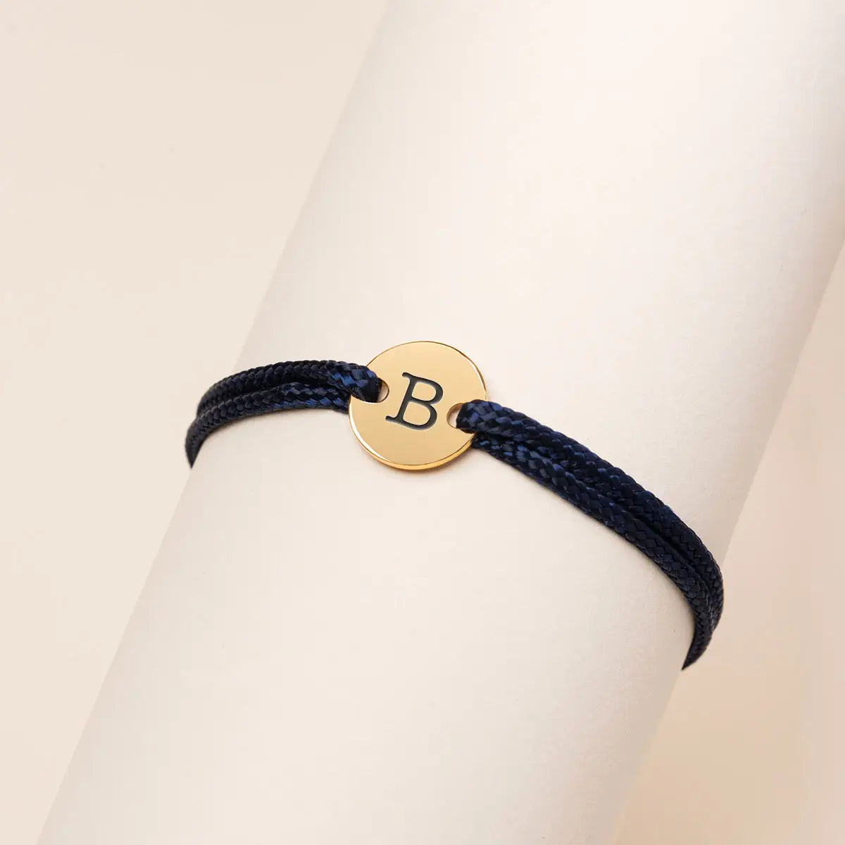 Bracelet homme cordon petite médaille à personnaliser - Doré