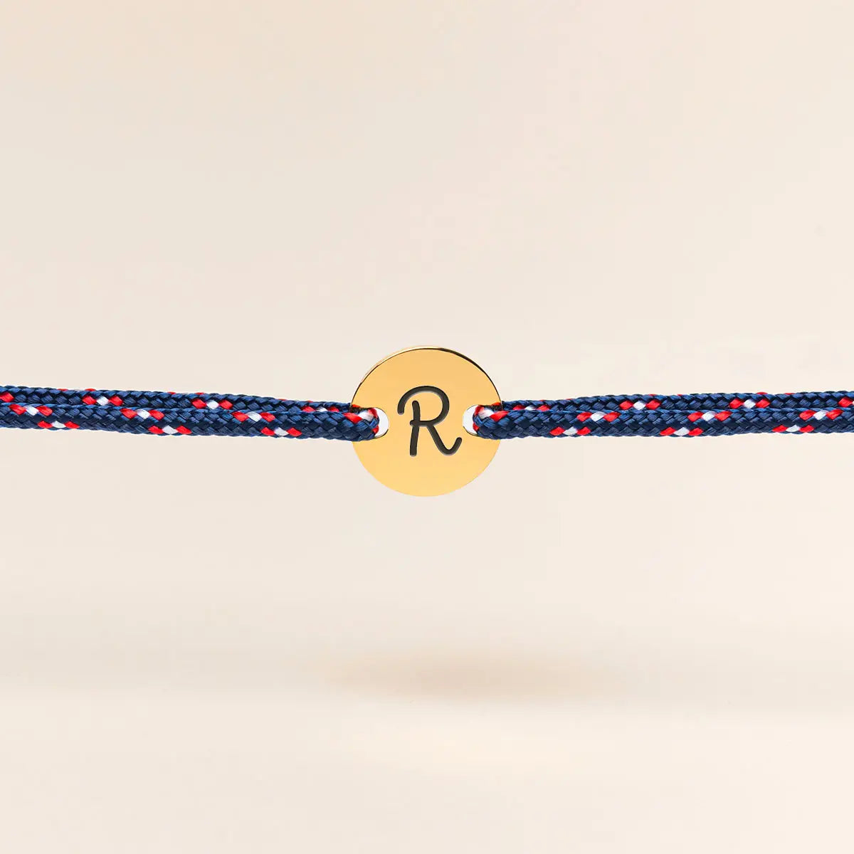 Bracelet homme cordon petite médaille à personnaliser - Doré