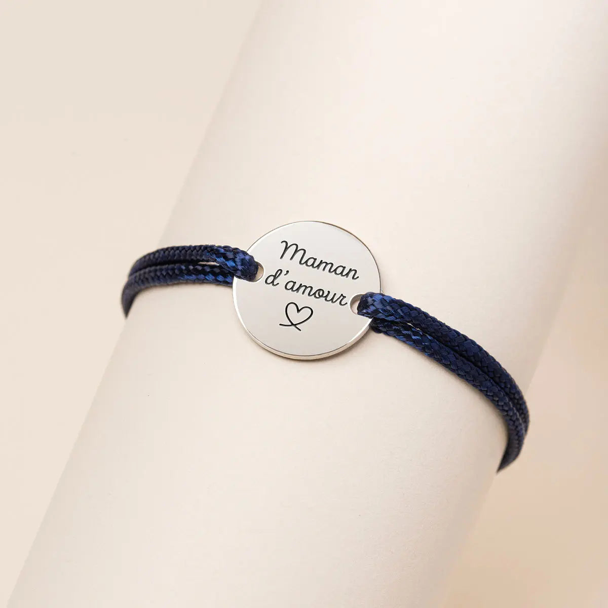 Bracelet femme cordon médaille à personnaliser - Acier