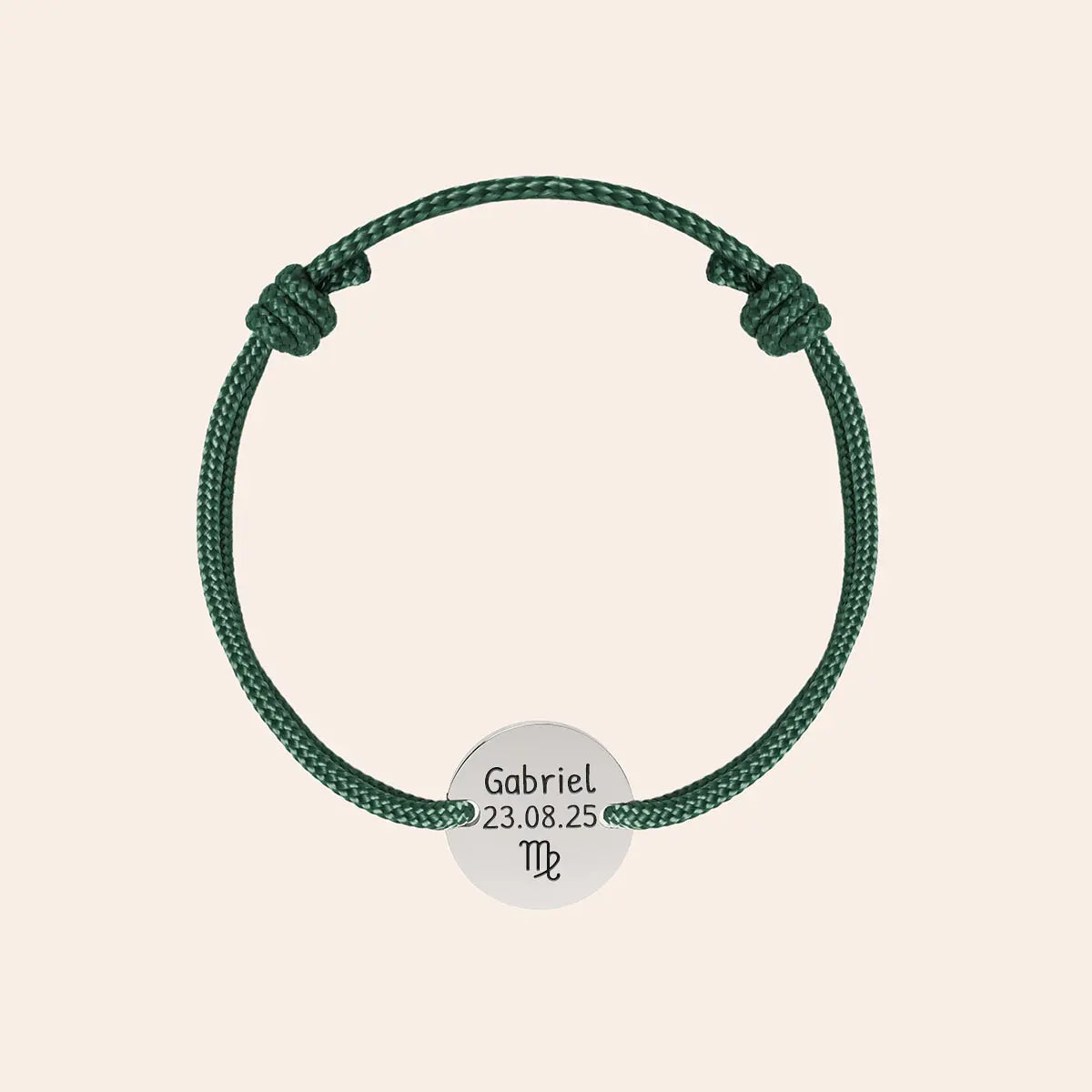 Bracelet femme cordon médaille à personnaliser - Acier