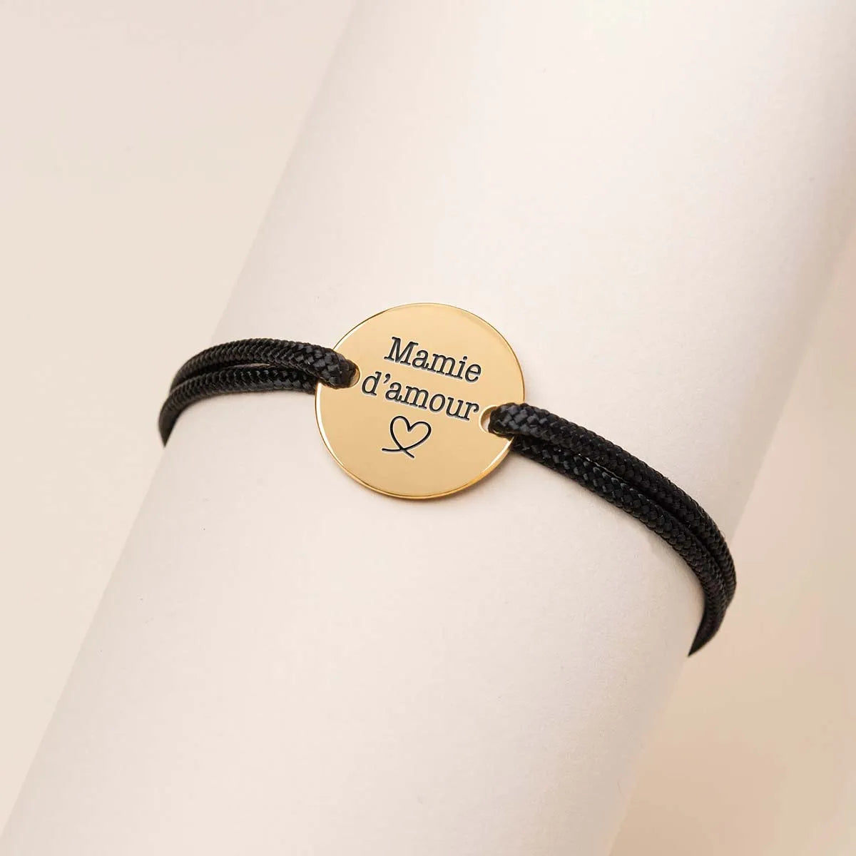 Bracelet femme cordon médaille à personnaliser - Doré