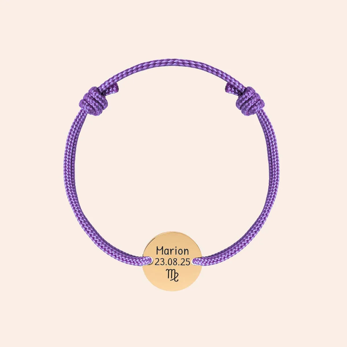 Bracelet femme cordon médaille à personnaliser - Doré