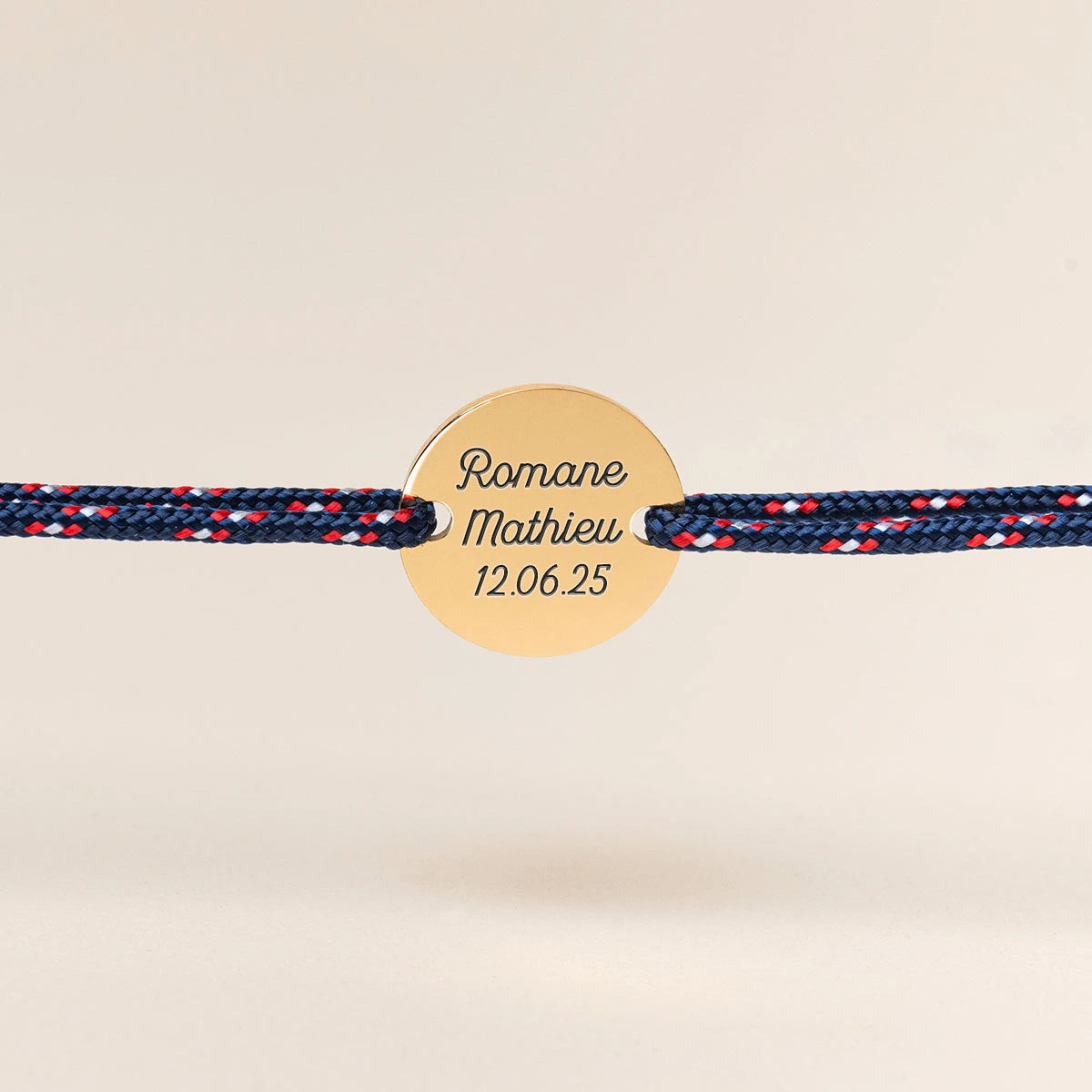 Bracelet homme cordon médaille à personnaliser - Doré