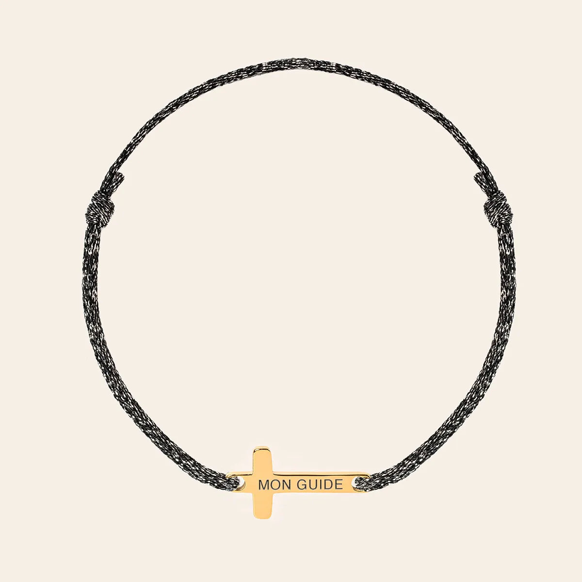 Bracelet croix femme cordon scintillant à personnaliser - Doré