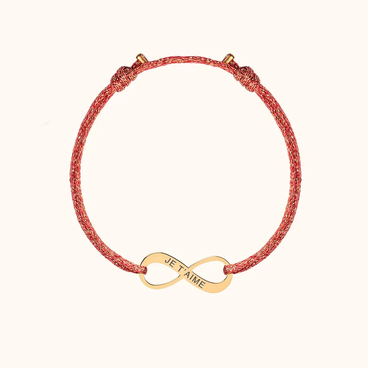 Bracelet femme cordon scintillant médaille Infini à personnaliser - Doré