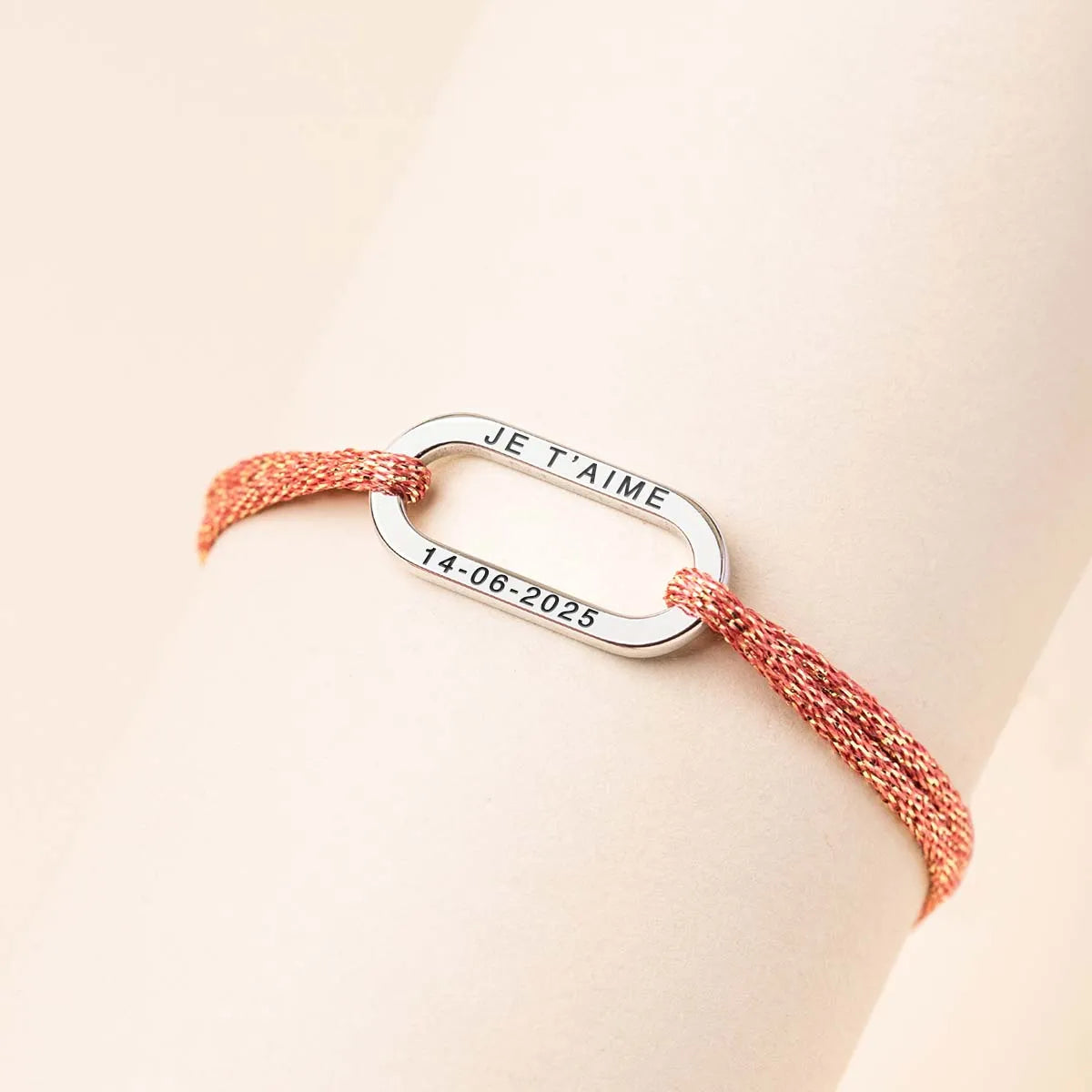 Bracelet femme cordon scintillant maillon à personnaliser - Acier