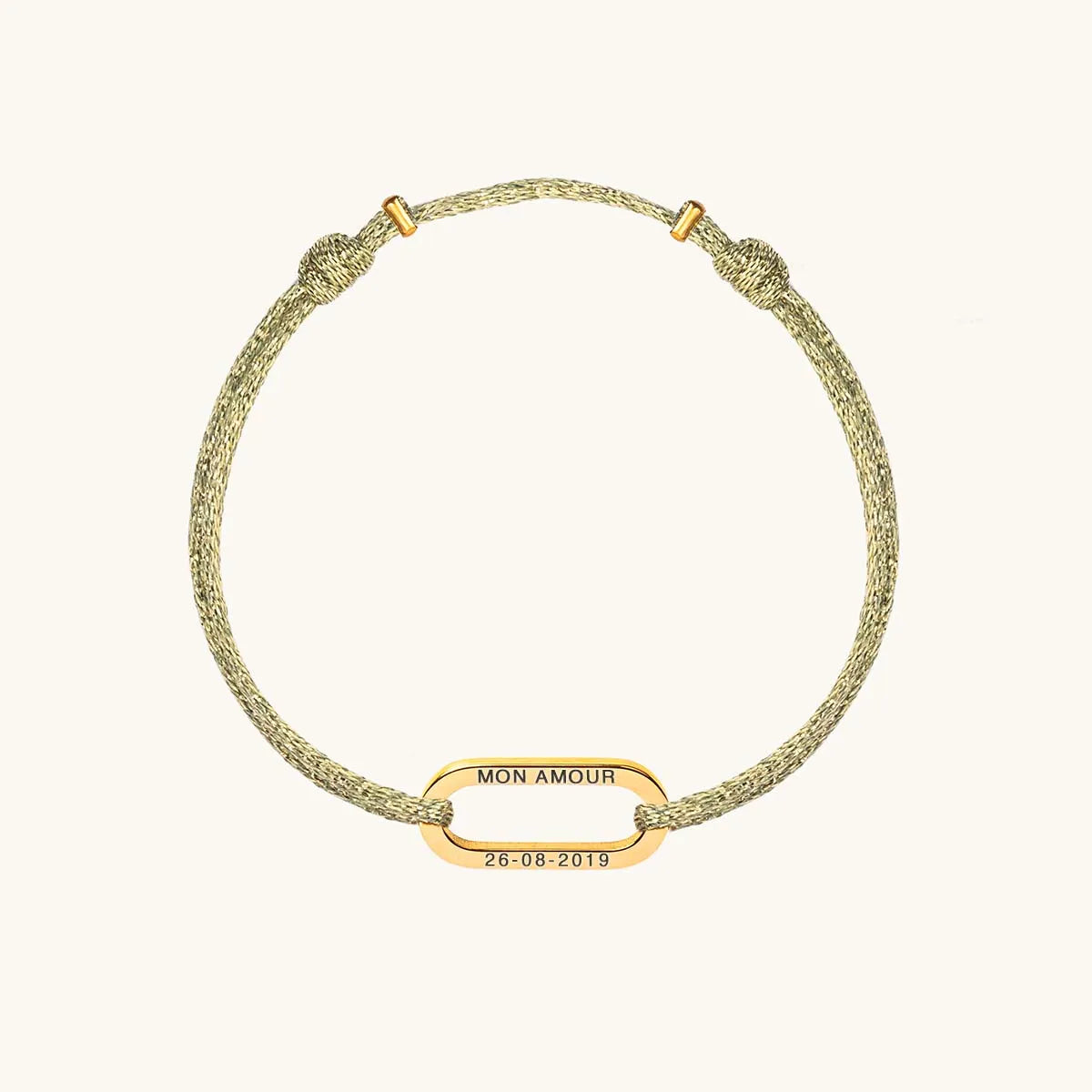 Bracelet femme cordon scintillant maillon à personnaliser - Doré