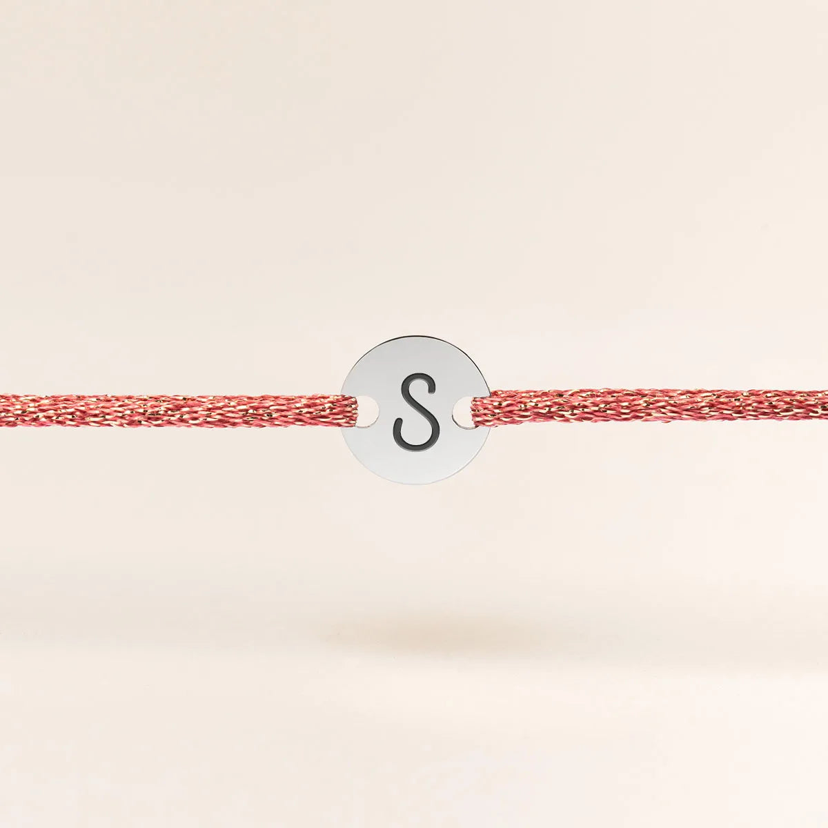 Bracelet femme cordon scintillant médaille à personnaliser - Acier