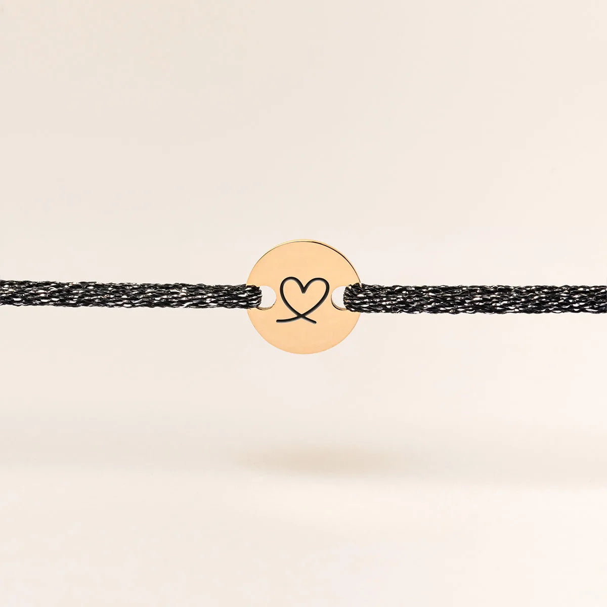 Bracelet femme cordon scintillant médaille à personnaliser - Doré
