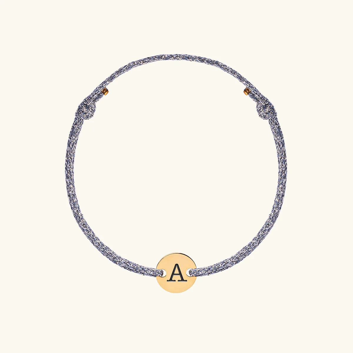 Bracelet femme cordon scintillant médaille à personnaliser - Doré
