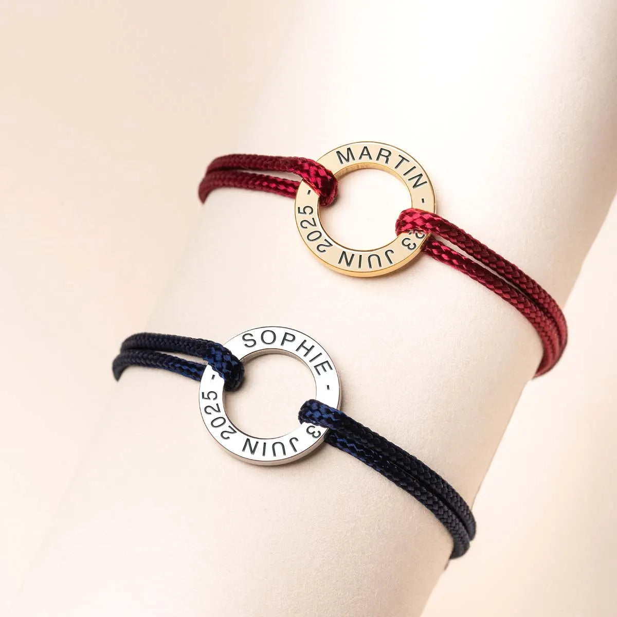 Duo de bracelets cordon Cercle à personnaliser