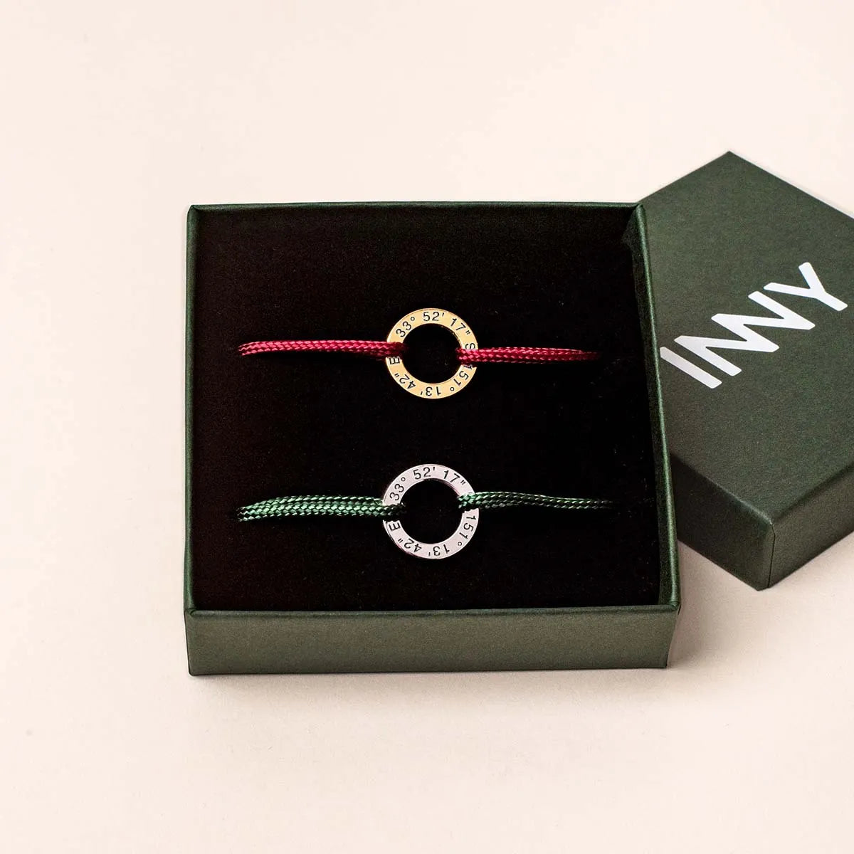 Duo de bracelets cordon Cercle à personnaliser