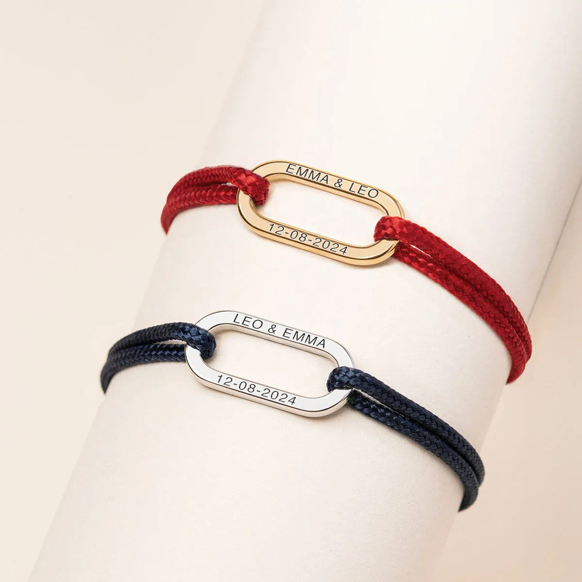 Duo de bracelets cordon Maillon à personnaliser