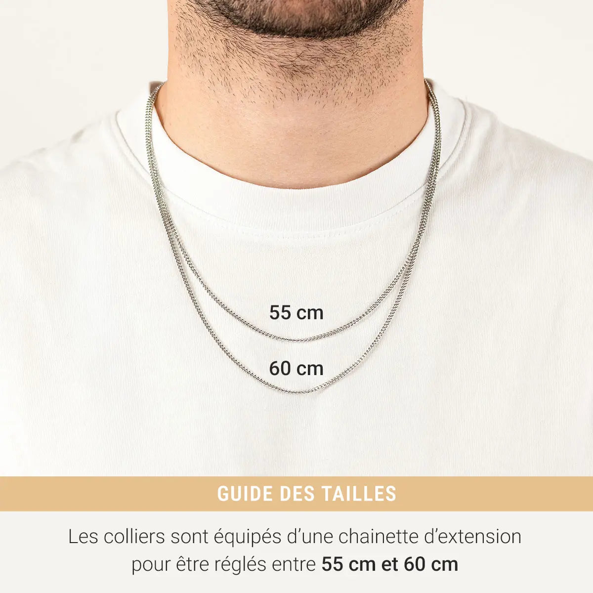 Collier homme médaille 20 mm à personnaliser - Doré