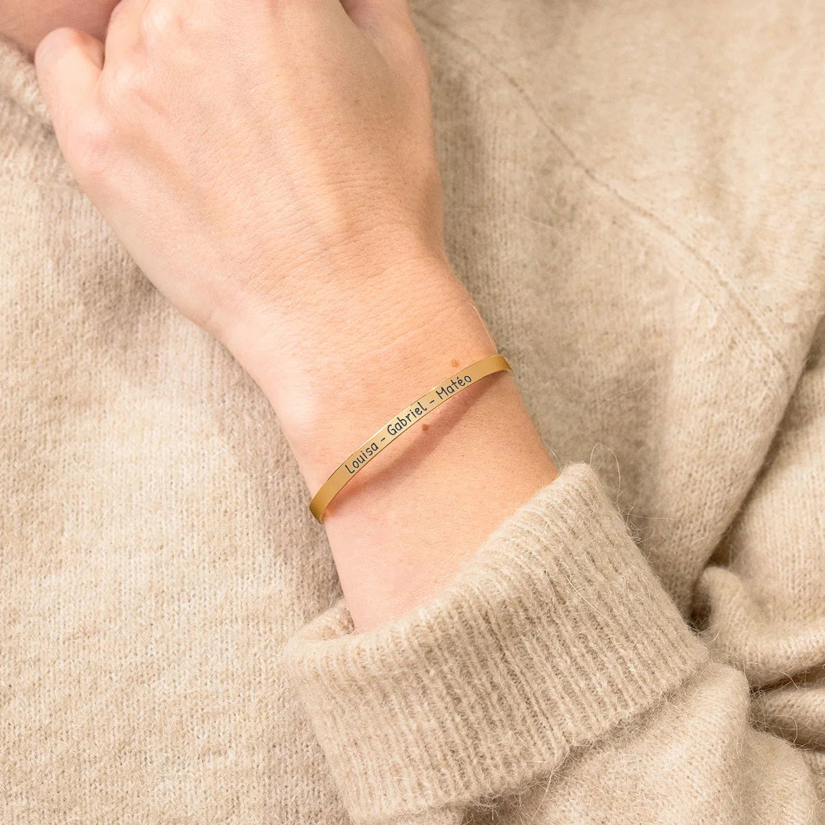 Bracelet jonc barre à personnaliser - Doré