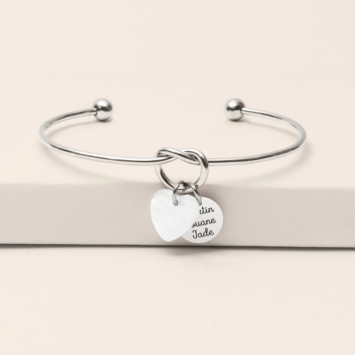 Bracelet jonc noeud médaille à personnaliser - Acier