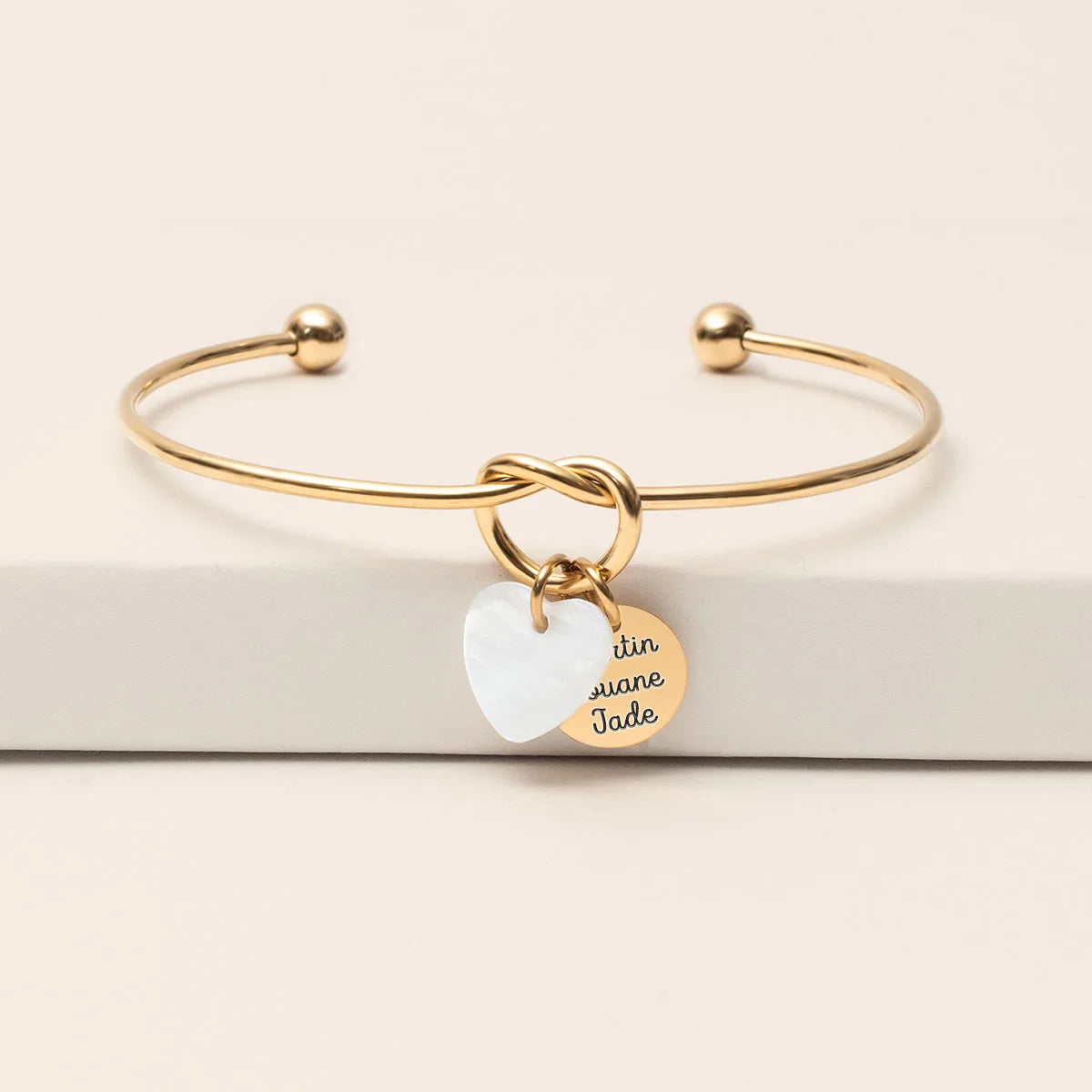 Bracelet jonc noeud médaille à personnaliser - Doré