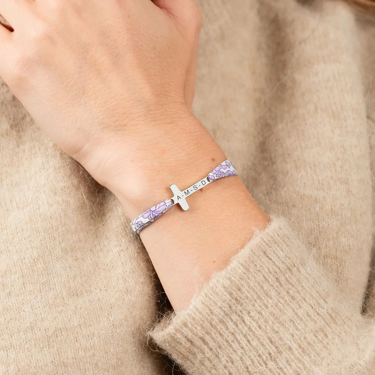 Bracelet Liberty croix à personnaliser - Acier