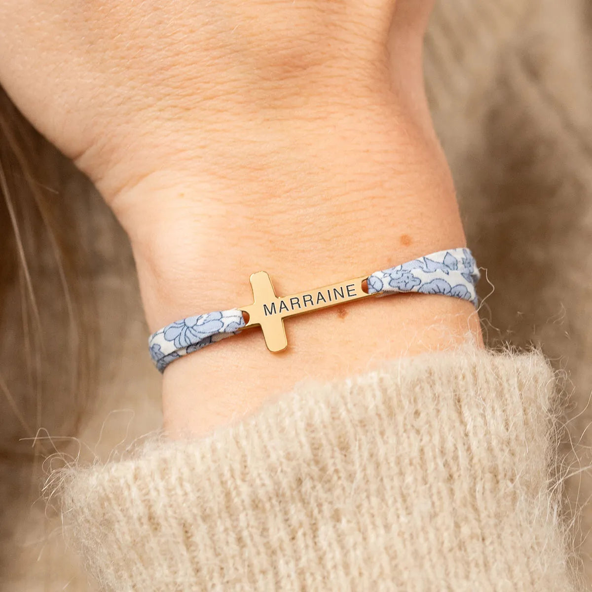 Bracelet Liberty croix à personnaliser - Doré