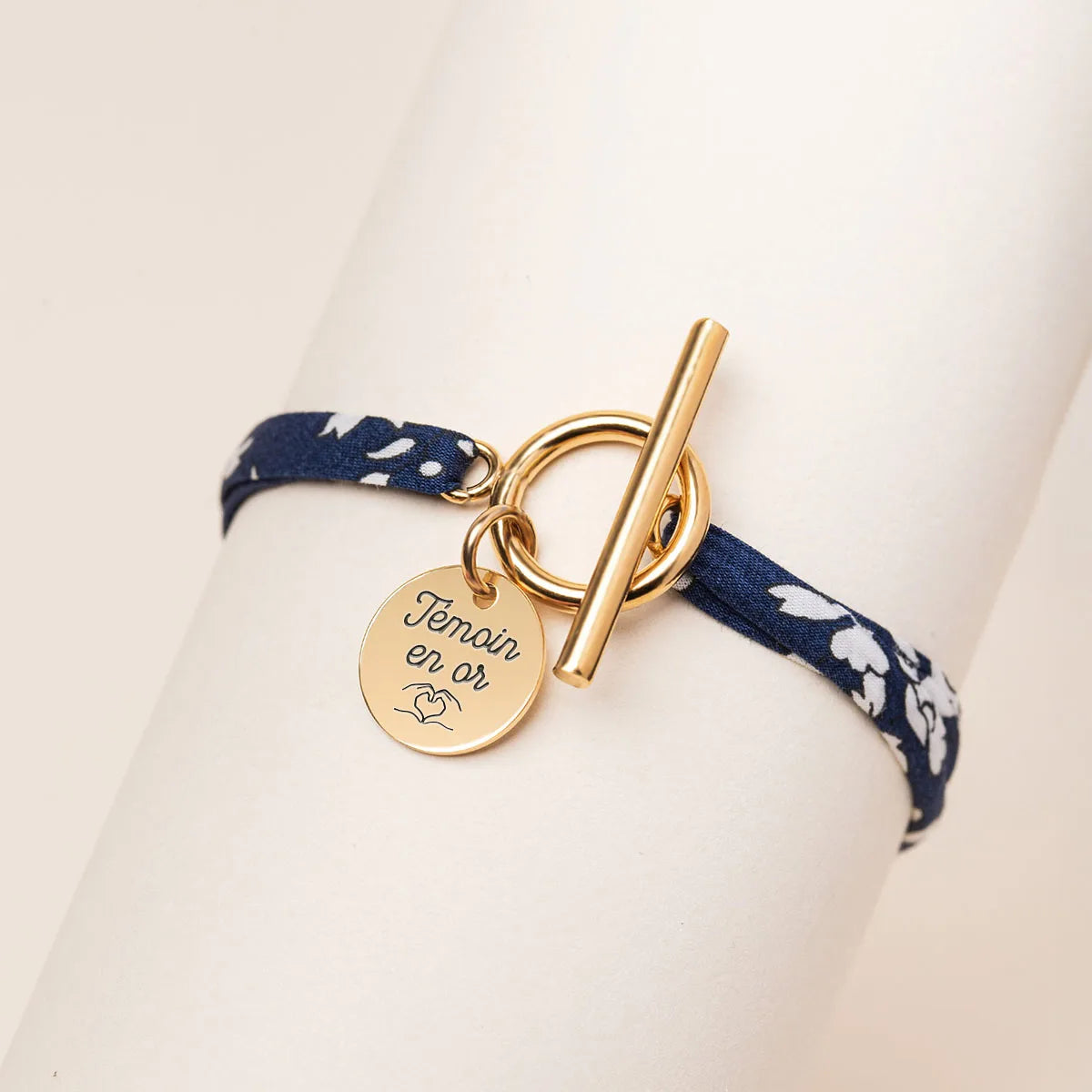 Bracelet Liberty Fermoir et médaille à personnaliser - Doré