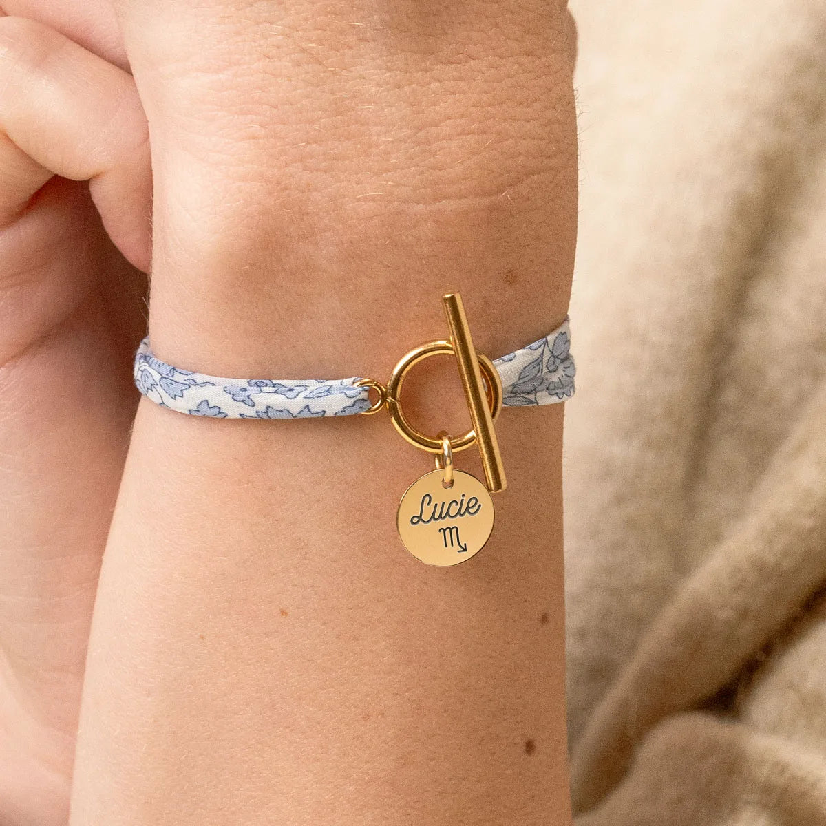 Bracelet Liberty Fermoir et médaille à personnaliser - Doré